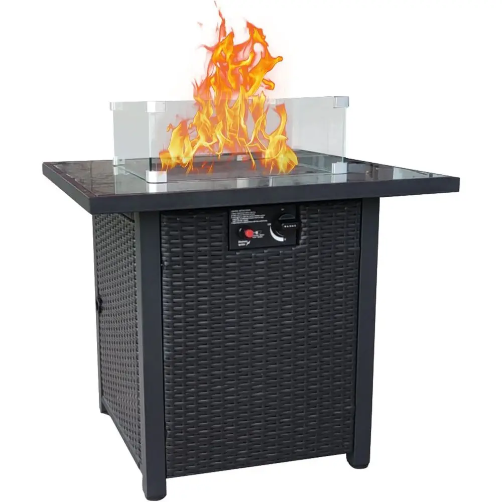 Outdoor Furniture Fire Pit Set - Wicker Outdoor Patio Furniture Set, Rattan