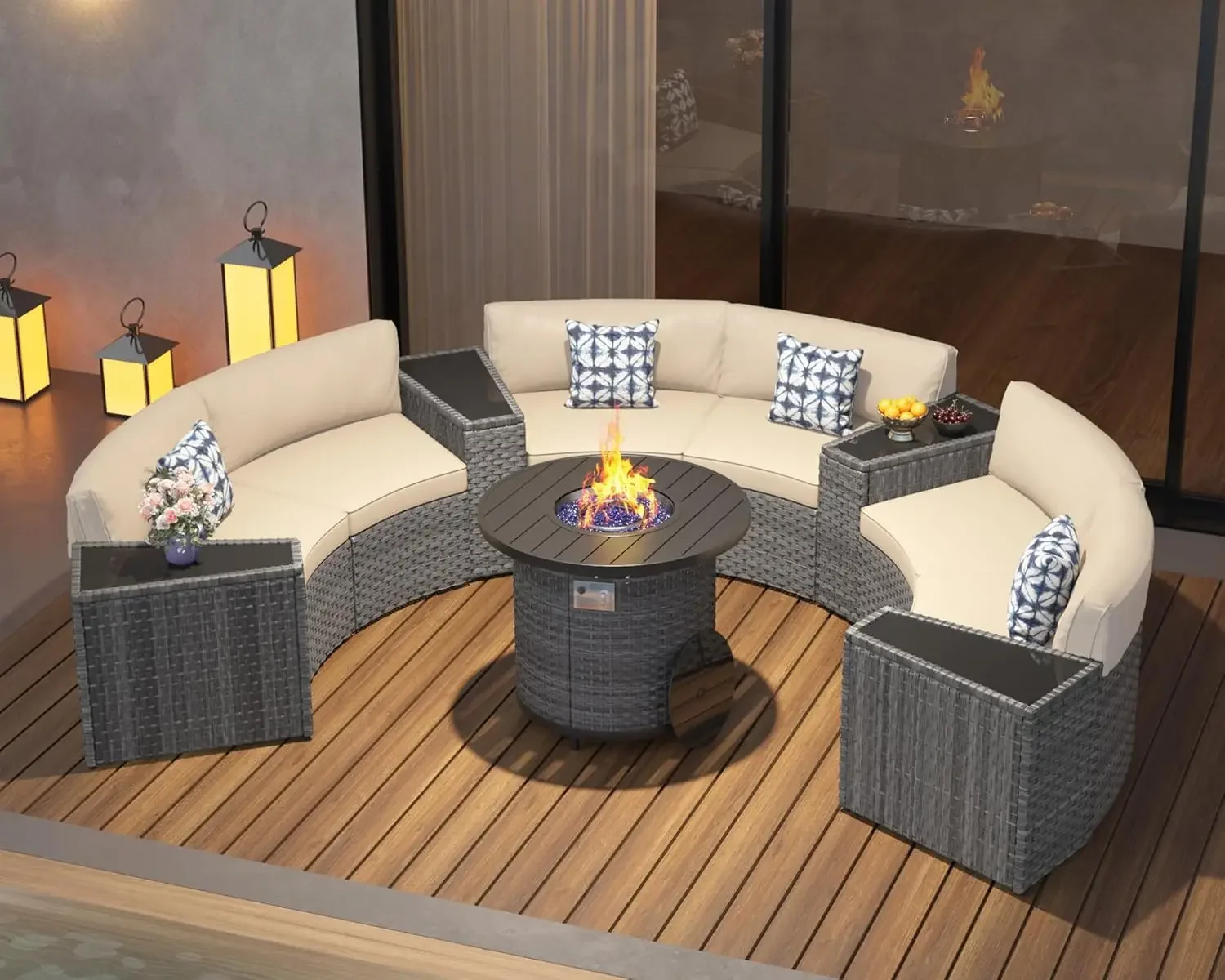 Outdoor Furniture Fire Pit Set - l Patio Furniture Set with 32