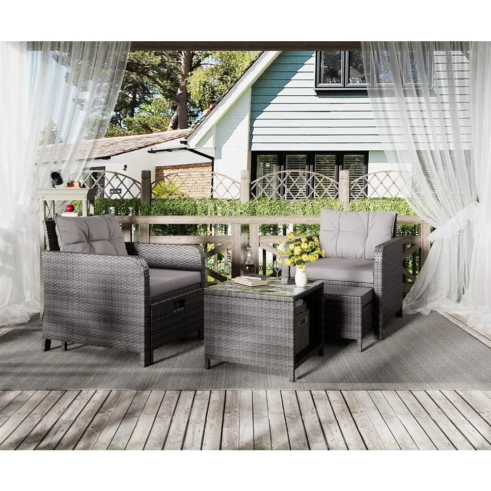 Rattan Lounge Set - #For 5 Piece Patio Conversation Set,
