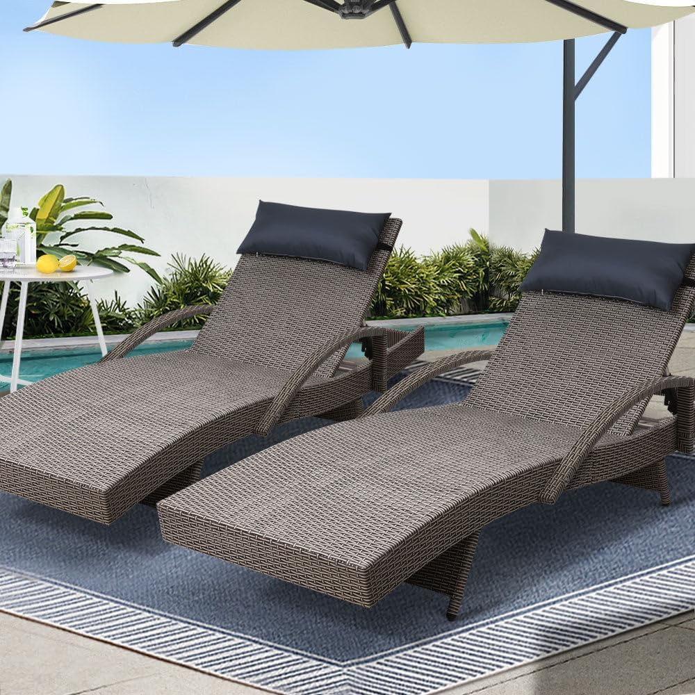 with 4 Adjustable Position Thi - огляд і ціна Rattan Lounge Set
