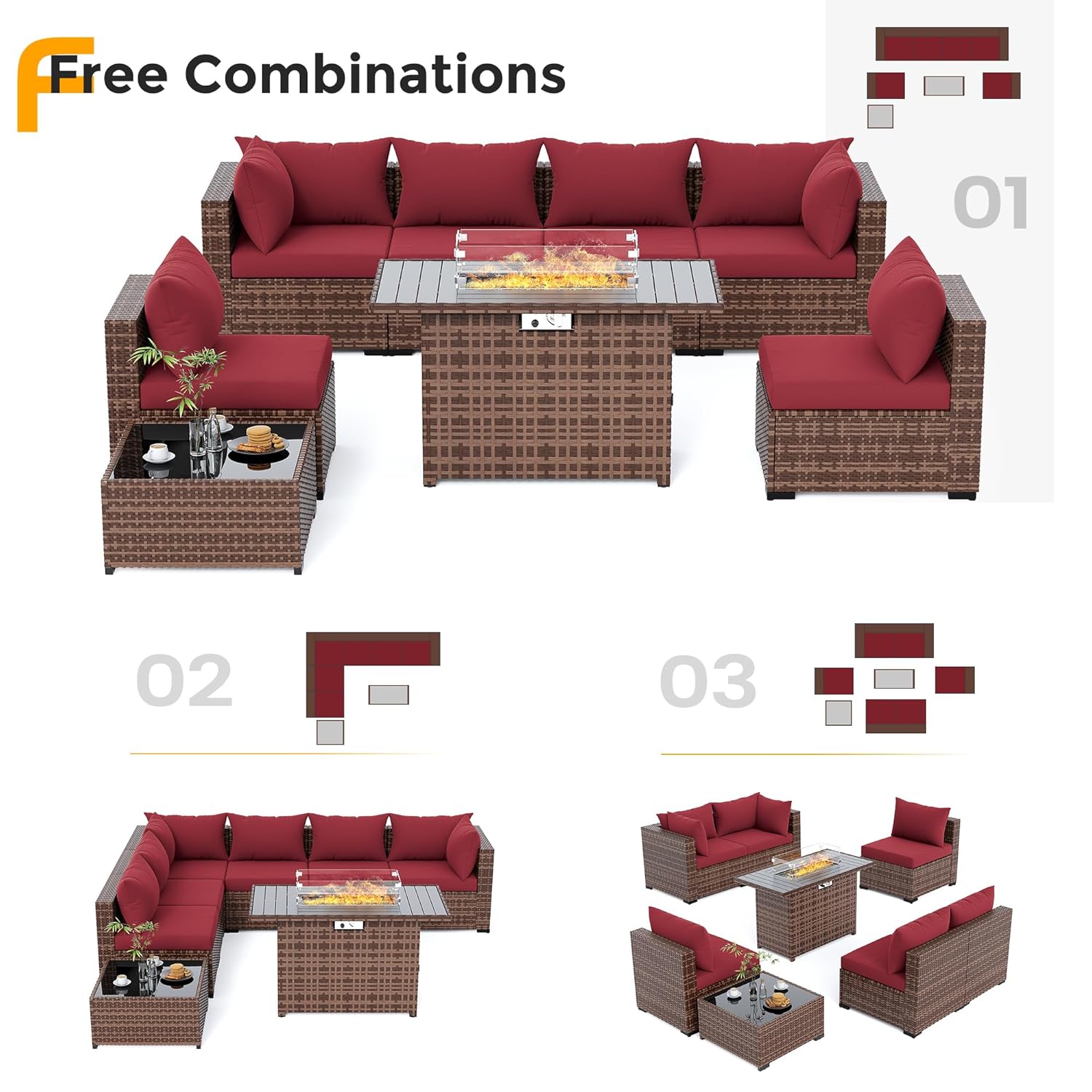 8pc All-Weather Wicker Section - огляд і ціна Outdoor Furniture Fire Pit Set