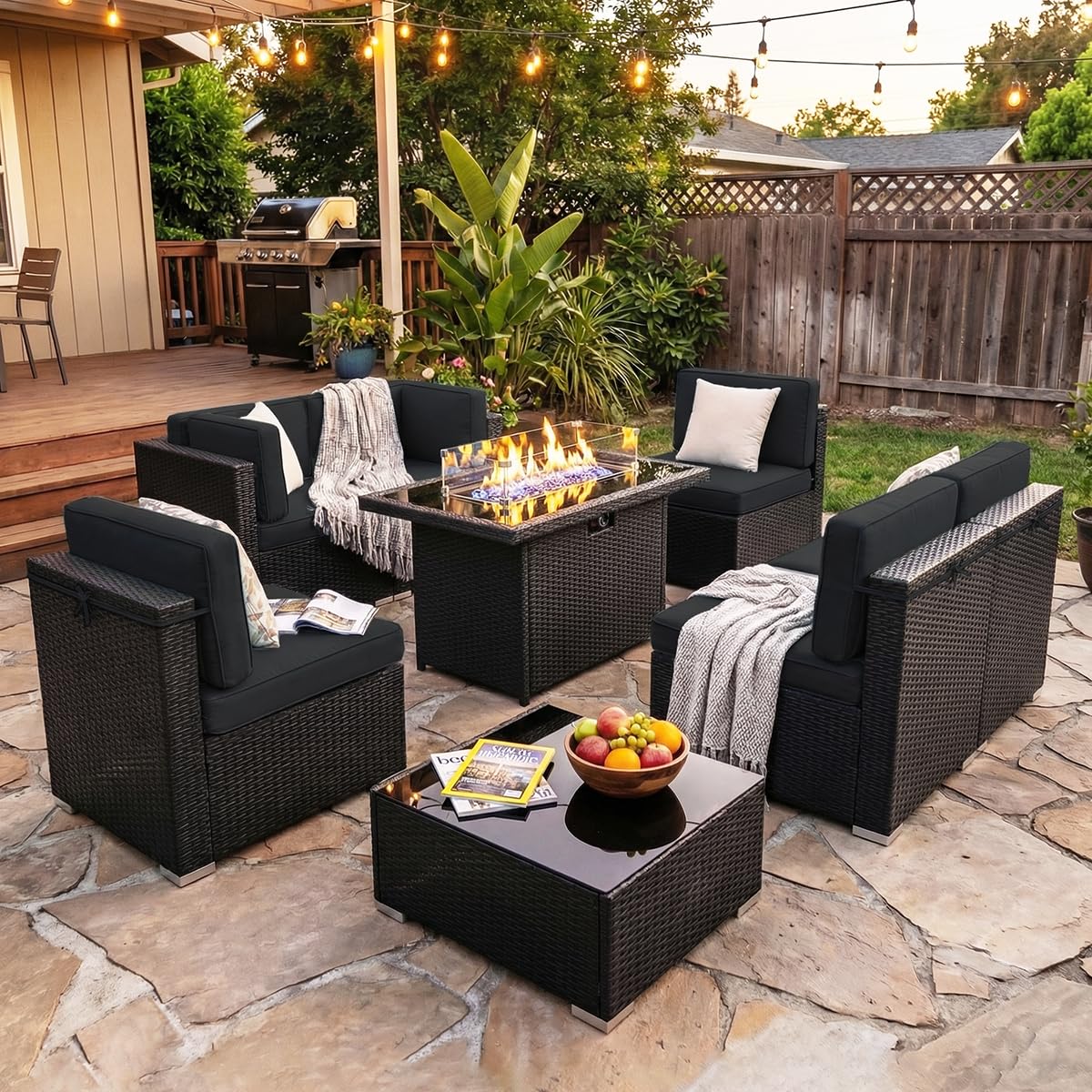 8 Pieces Patio Furniture Set w - огляд і ціна Outdoor Furniture Fire Pit Set