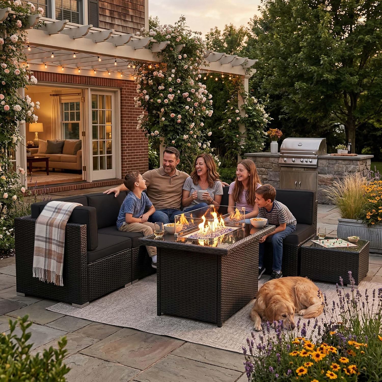 8 Pieces Patio Furniture Set w - огляд і ціна Outdoor Furniture Fire Pit Set