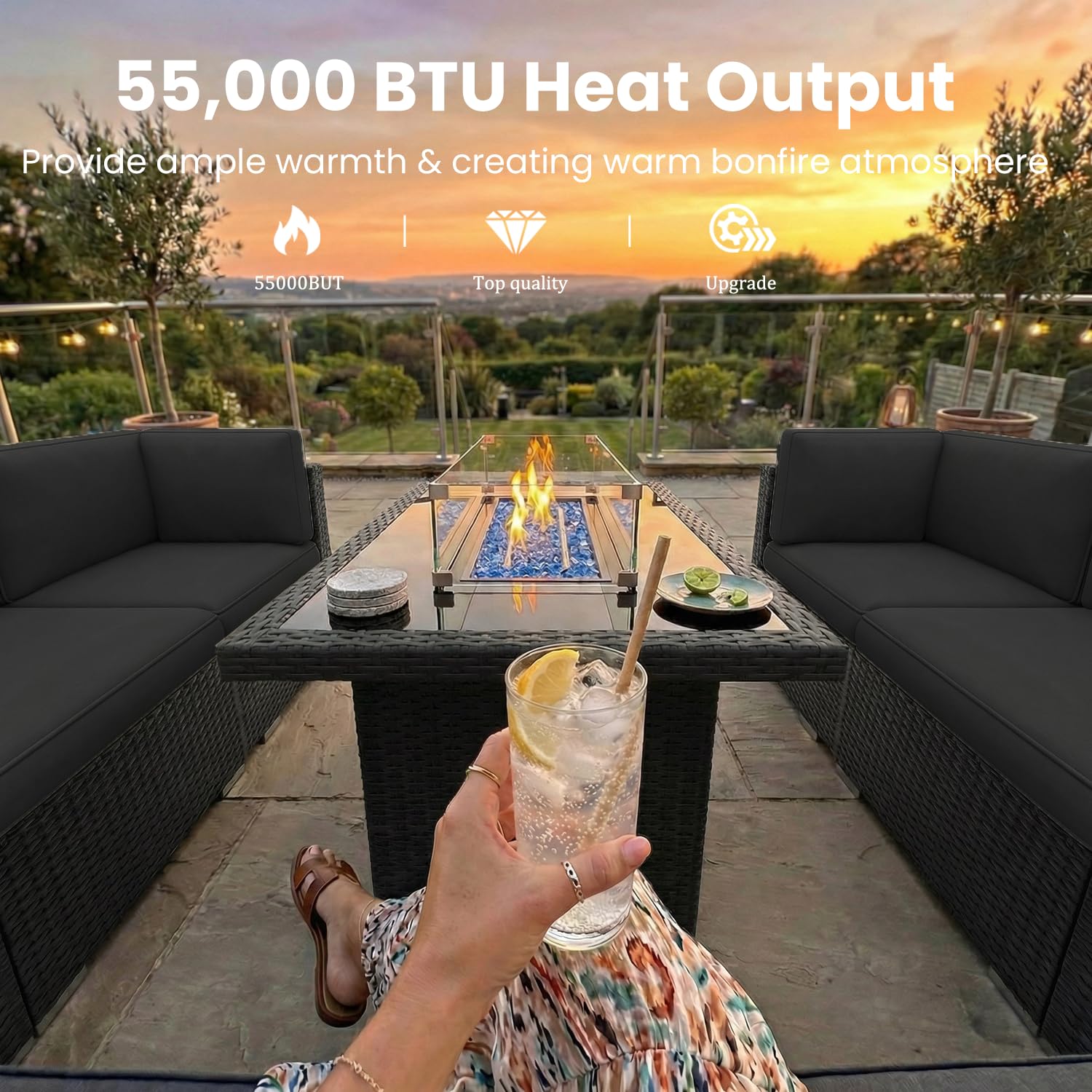 8 Pieces Patio Furniture Set w - огляд і ціна Outdoor Furniture Fire Pit Set
