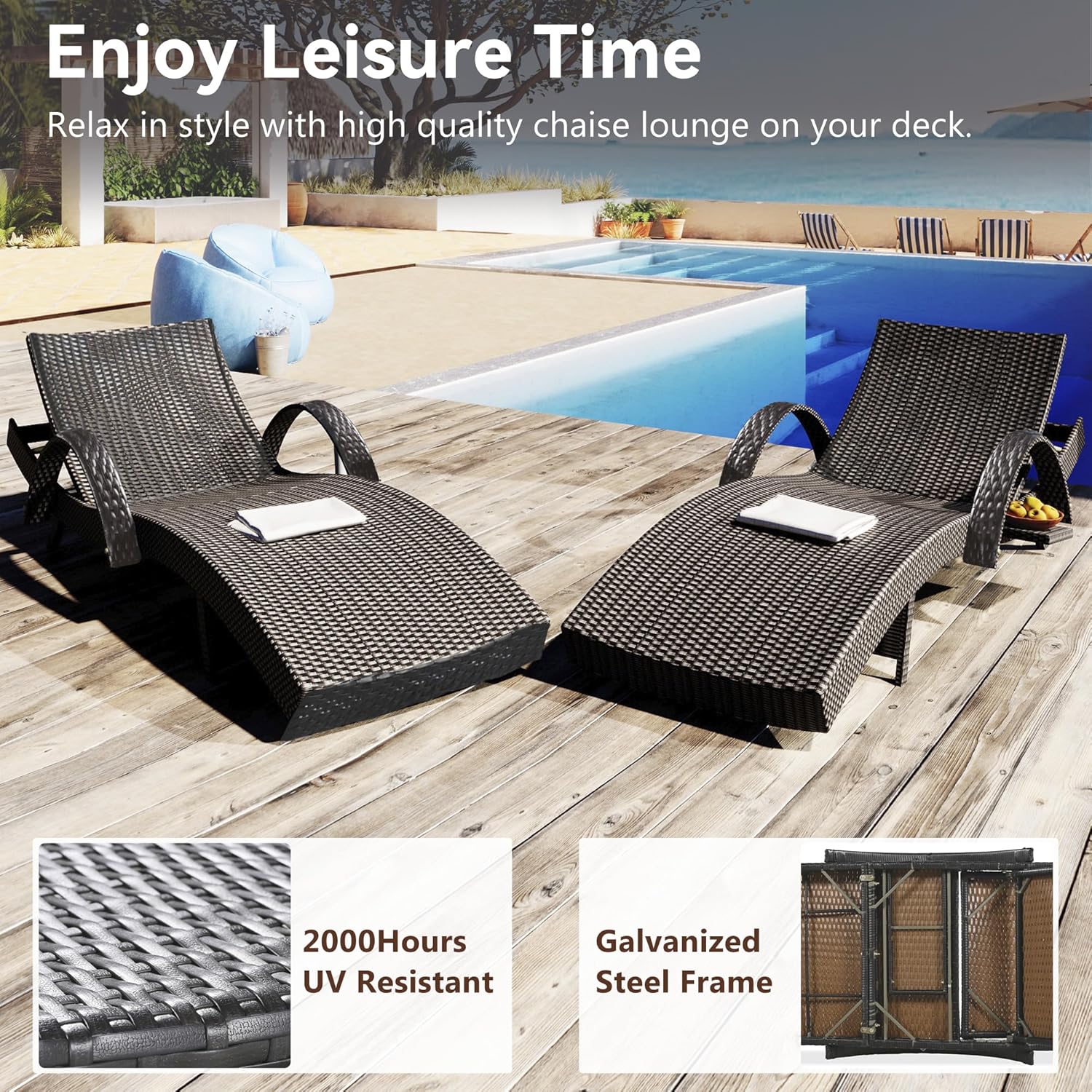 80'' Adjustable Reclining Chai - огляд і ціна Rattan Lounge Set