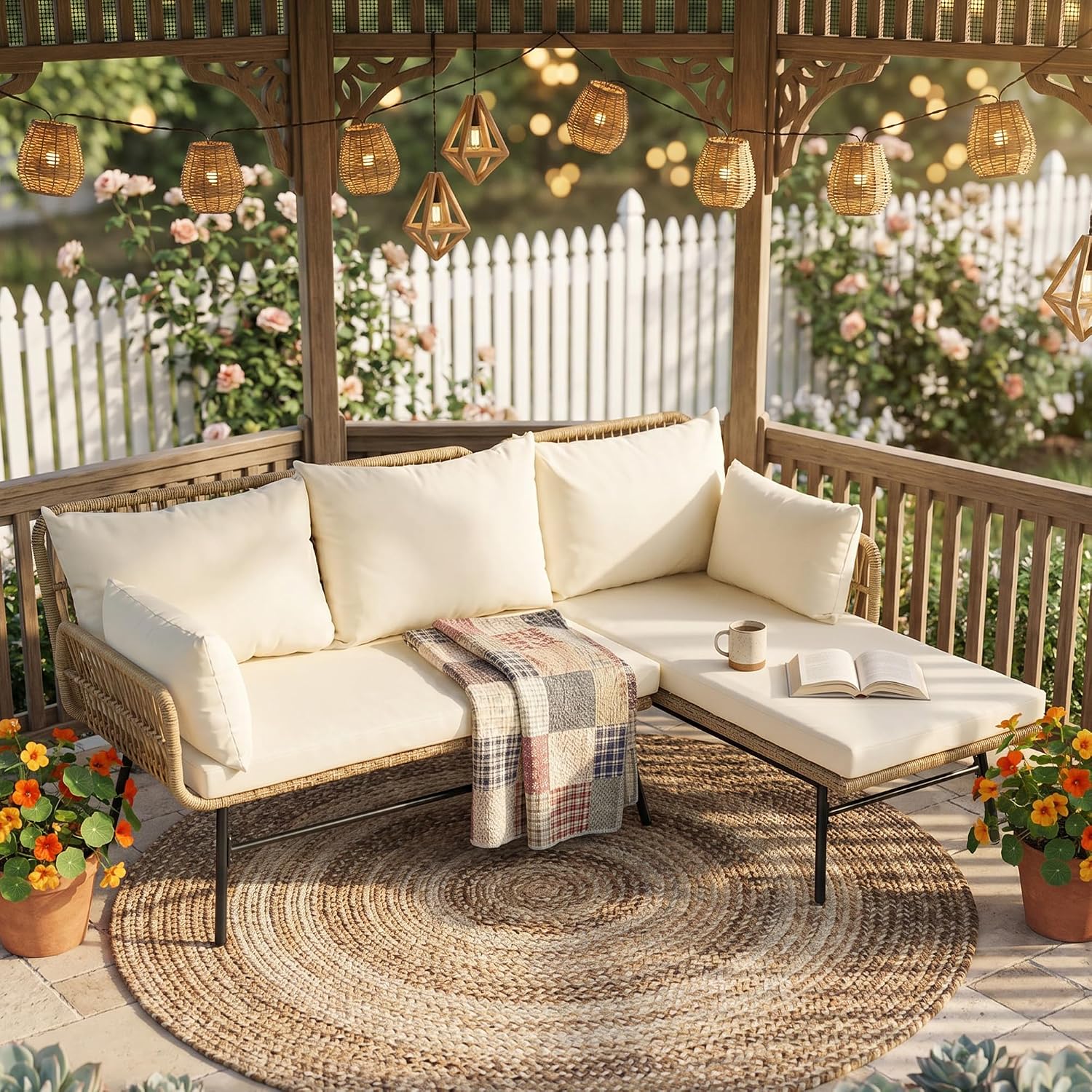 3 Pieces Boho Patio Furniture  - огляд і ціна Rattan Lounge Set