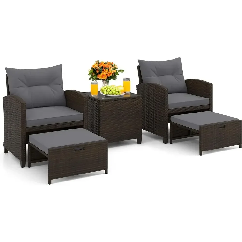 5-Piece Patio Furniture Set wi - огляд і ціна Rattan Lounge Set