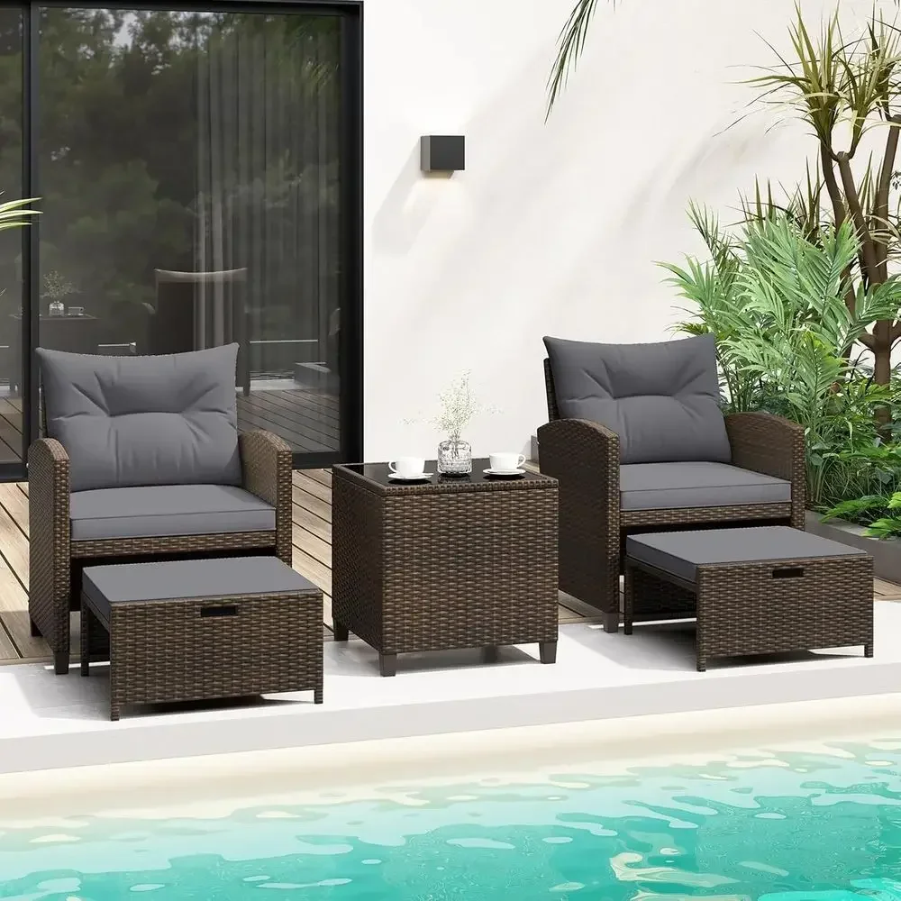 5-Piece Patio Furniture Set wi - огляд і ціна Rattan Lounge Set