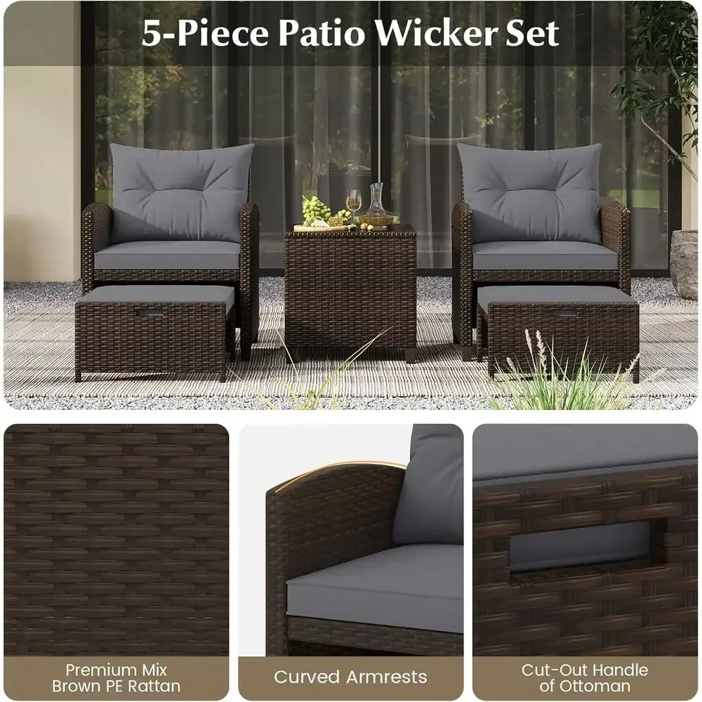 5-Piece Patio Furniture Set wi - огляд і ціна Rattan Lounge Set