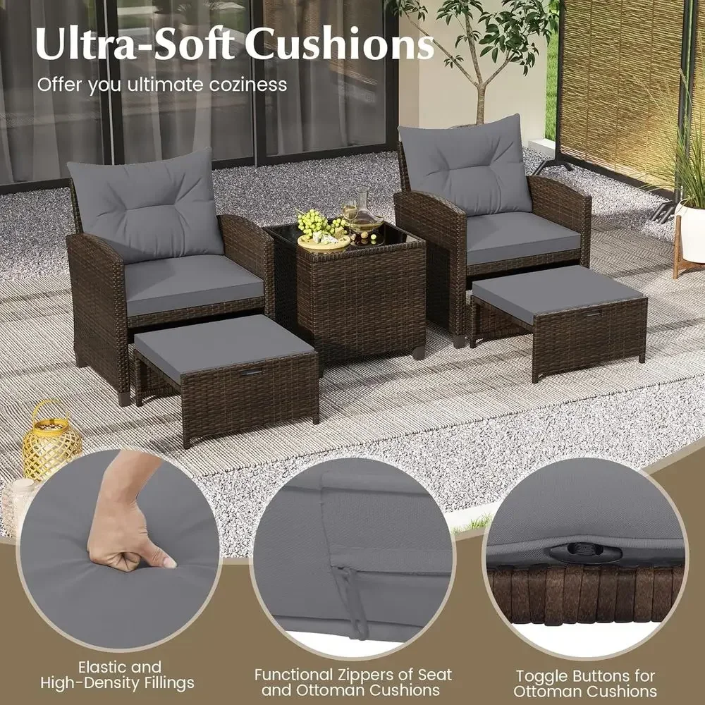 5-Piece Patio Furniture Set wi - огляд і ціна Rattan Lounge Set