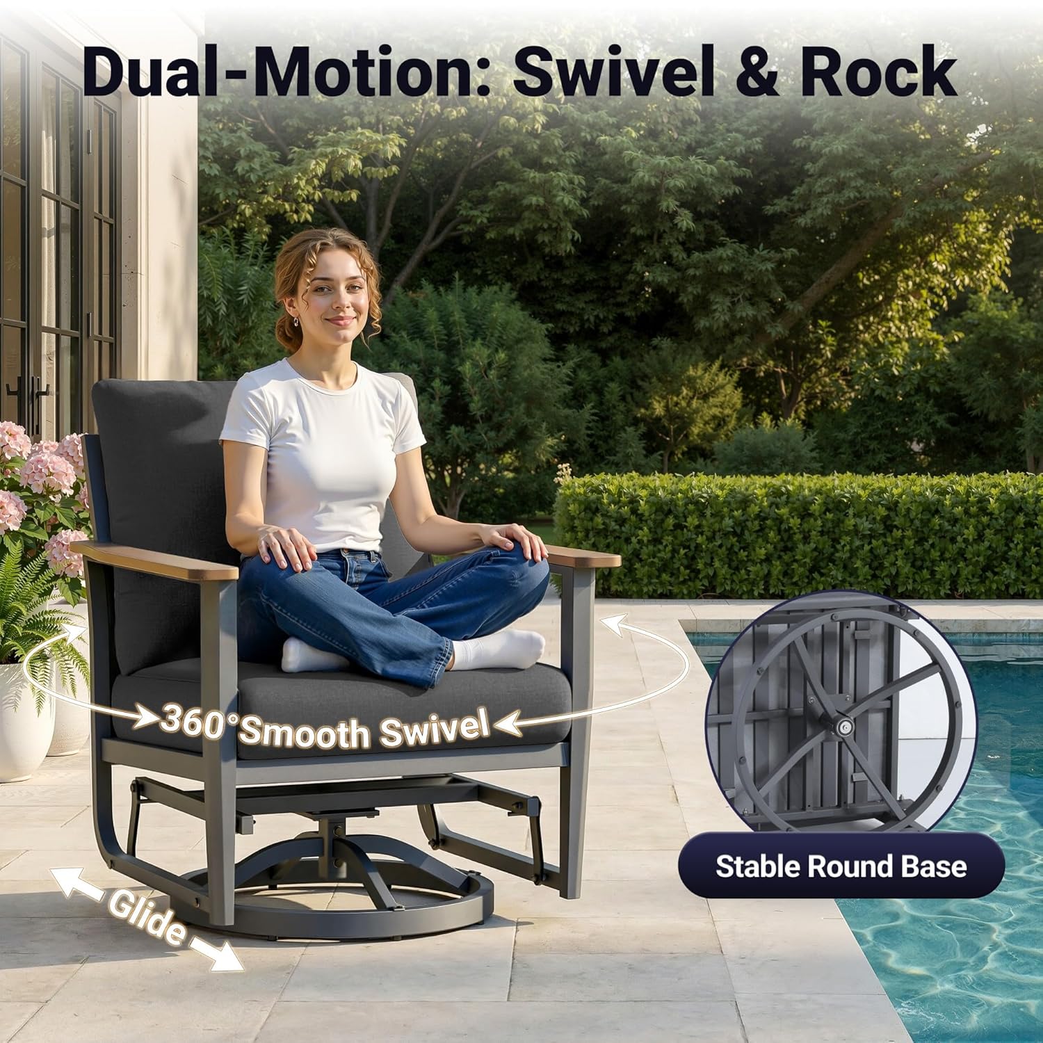 5pc Aluminum Patio Set Swivel  - огляд і ціна Outdoor Furniture Fire Pit Set