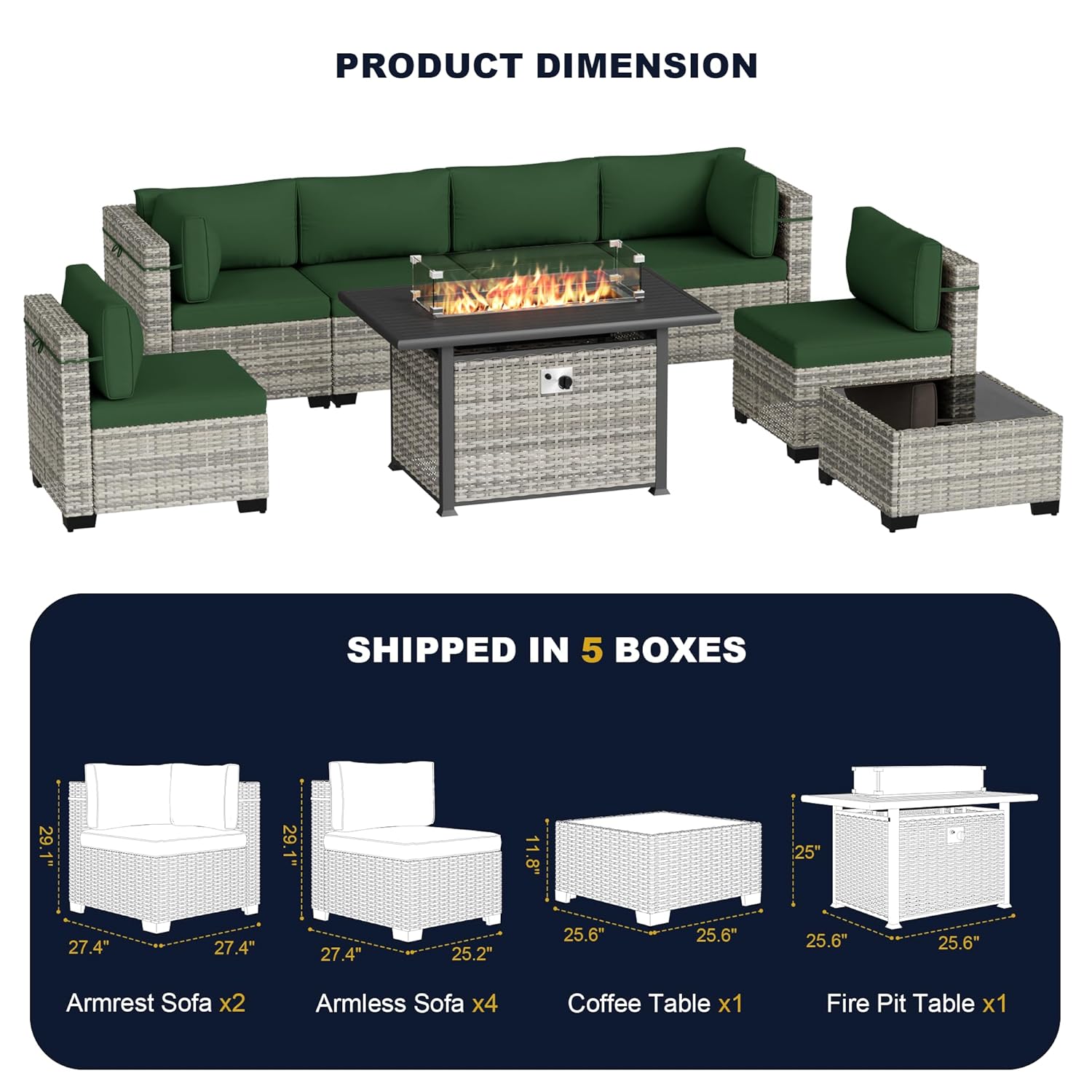 8-Piece Outdoor Patio Furnitur - огляд і ціна Outdoor Furniture Fire Pit Set