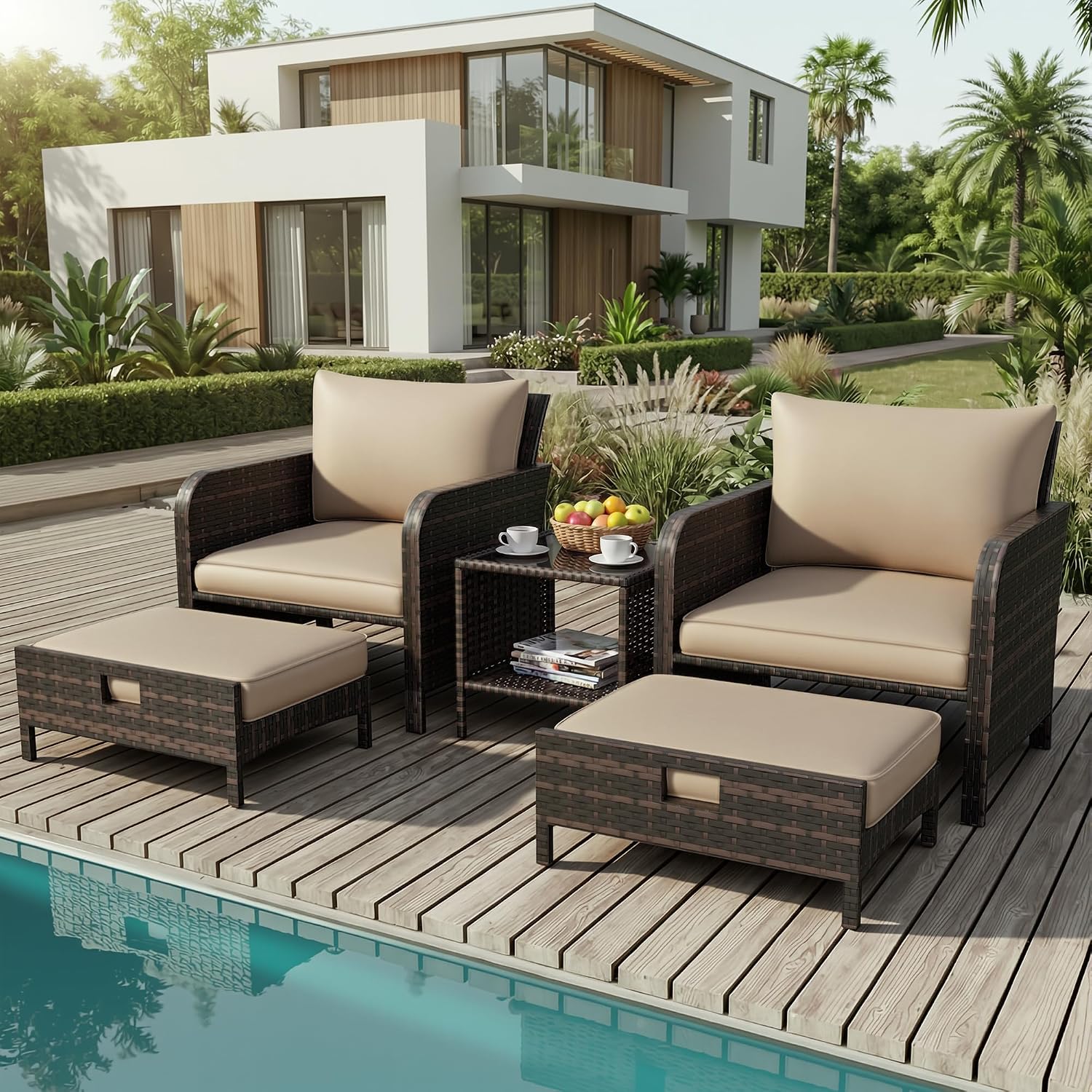 Patio 5 Piece Conversation Fur - огляд і ціна Outdoor Furniture Diy