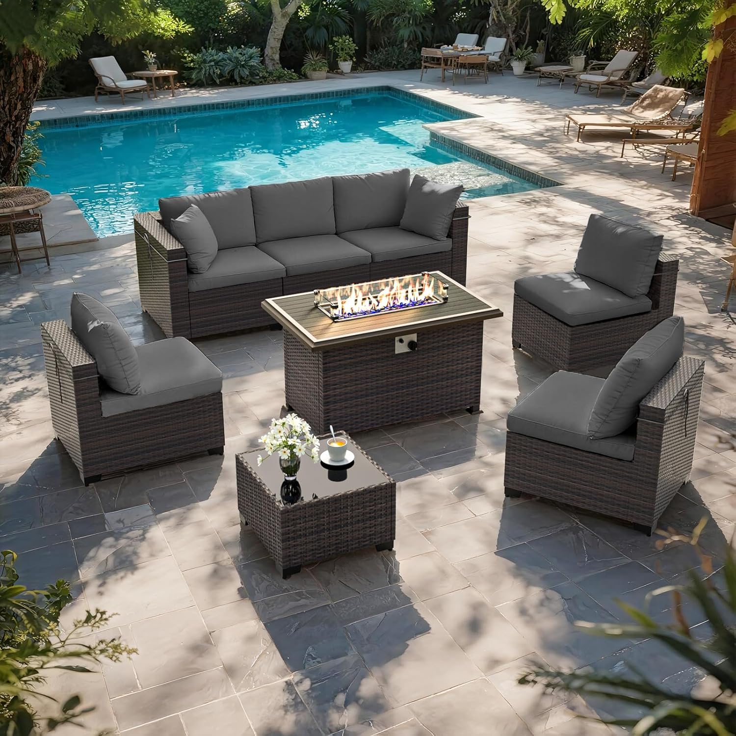 Patio Furniture Set with Fire  - огляд і ціна Outdoor Furniture Fire Pit Set