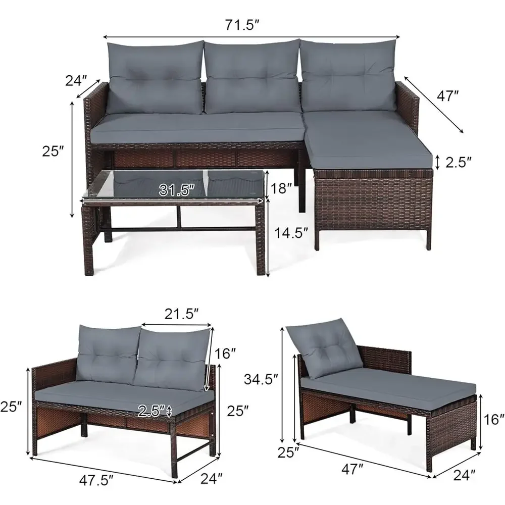 Wicker Patio urniture Set Couc - огляд і ціна Rattan Lounge Set