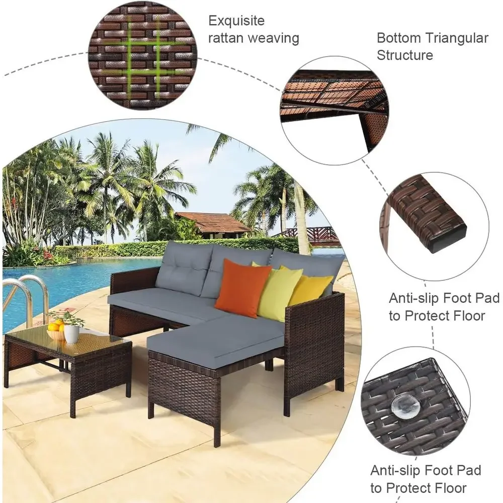 Wicker Patio urniture Set Couc - огляд і ціна Rattan Lounge Set